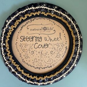 Natural Life Black and Gold Steering Wheel Cover